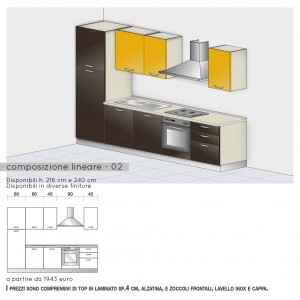 Cucina lineare con cappa a vista